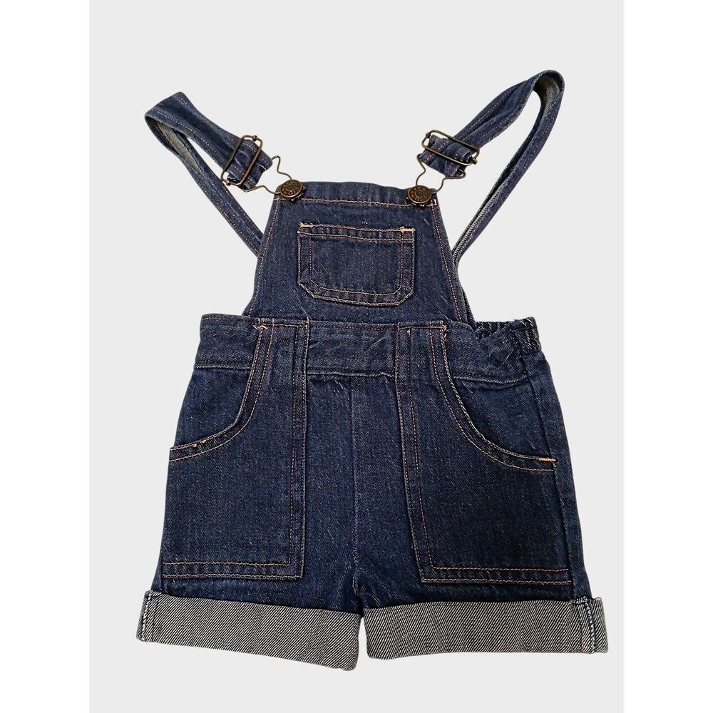 Vintage Baby Denim Overalls Shorts 100% Cotton Size 12 Month Unisex Boy Girl